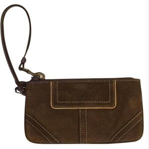 Coach Kenia Brown Suede Wristlet